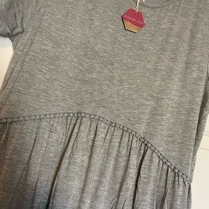 Pink blush maternity dress, grey